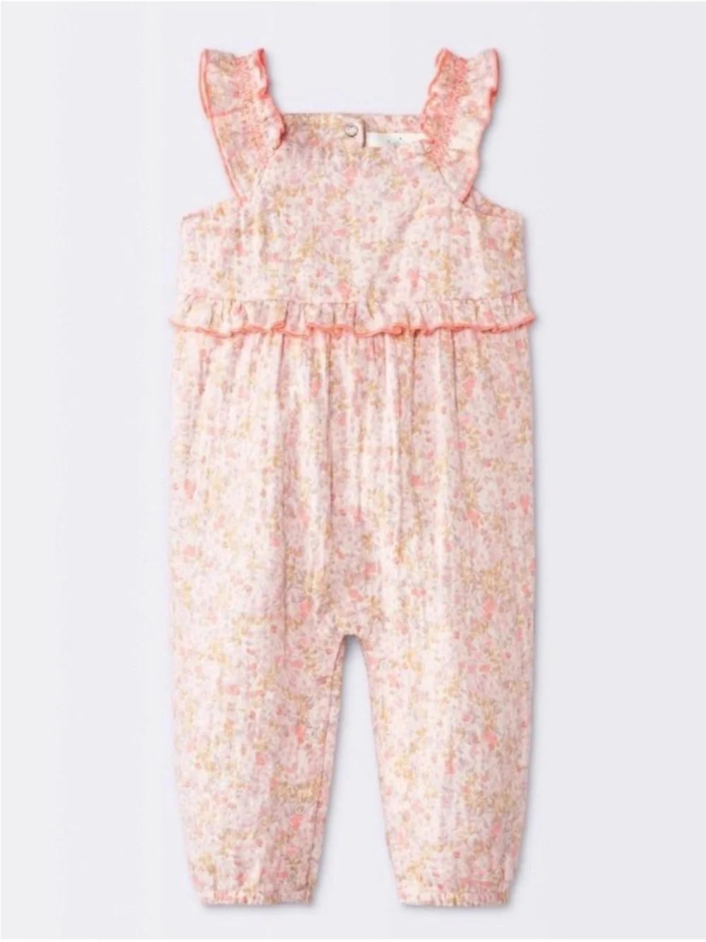 cloud island Pink Floral Ruffle Romper
